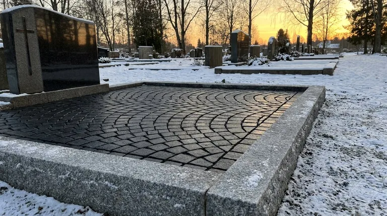 Гранитная брусчатка на могильном участке, образец ПМ005 в Туле