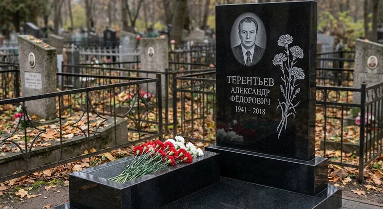Памятник с гравировкой гвоздик — выполненная работа «Терентьев» в Туле