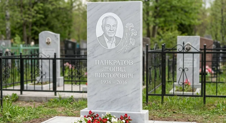 Памятник с гравировкой гвоздик — выполненная работа «Панкратов» в Туле