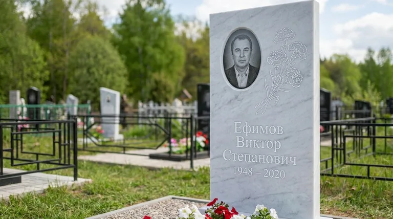 Памятник с гравировкой гвоздик — выполненная работа «Ефимов» в Туле