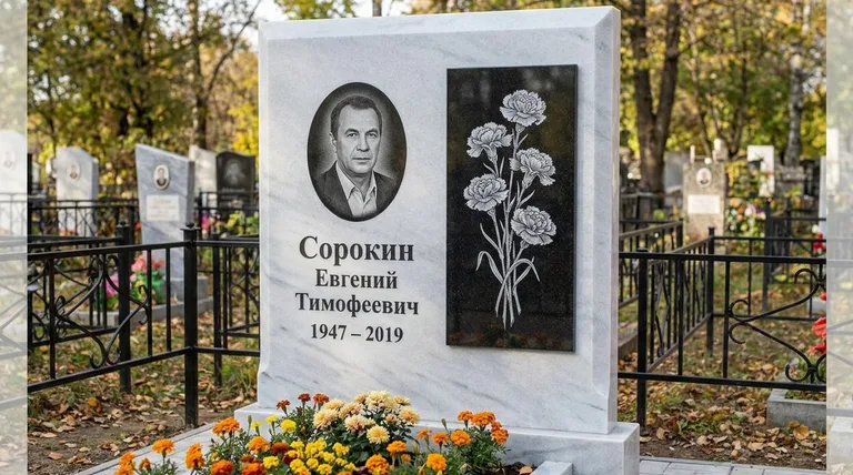 Памятник с гравировкой гвоздик — выполненная работа «Сорокин» в Туле