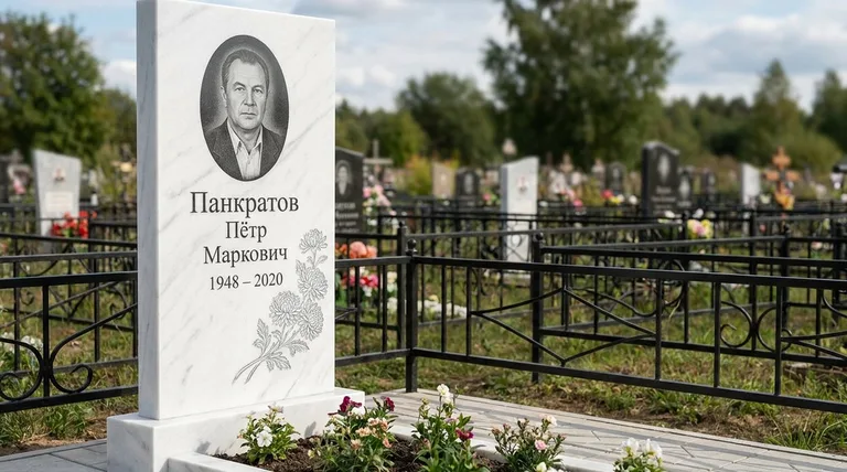 Памятник с гравировкой хризантем — выполненная работа «Панкратов» в Туле