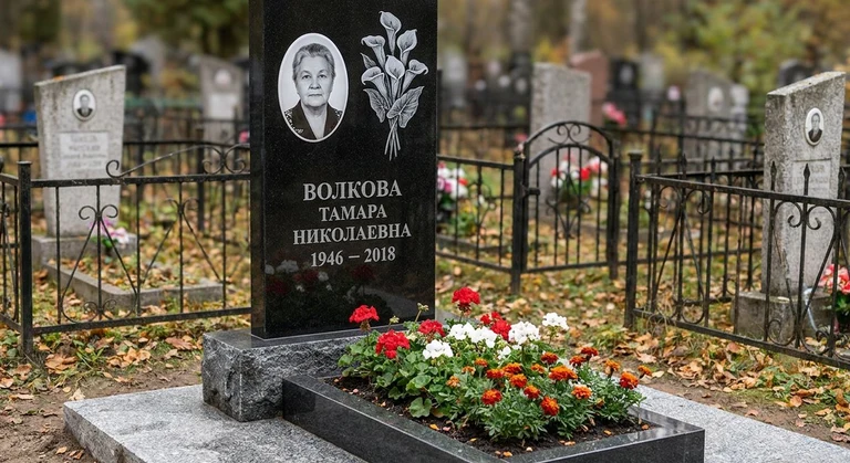 Гравировка калл на памятник в Туле — пример работы на граните