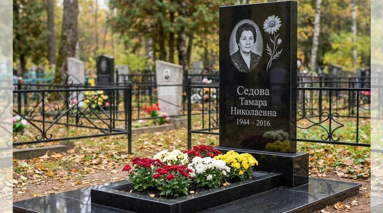 Памятник с гравировкой ромашек — выполненная работа «Седова» в Туле