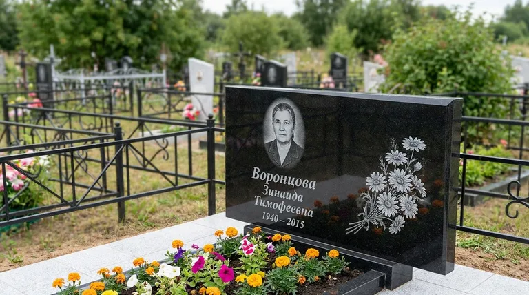 Памятник с гравировкой ромашек — выполненная работа «Воронцова» в Туле
