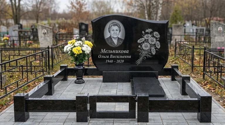 Памятник с гравировкой ромашек — выполненная работа «Мельникова» в Туле