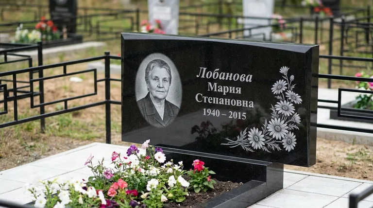 Памятник с гравировкой ромашек — выполненная работа «Лобанова» в Туле