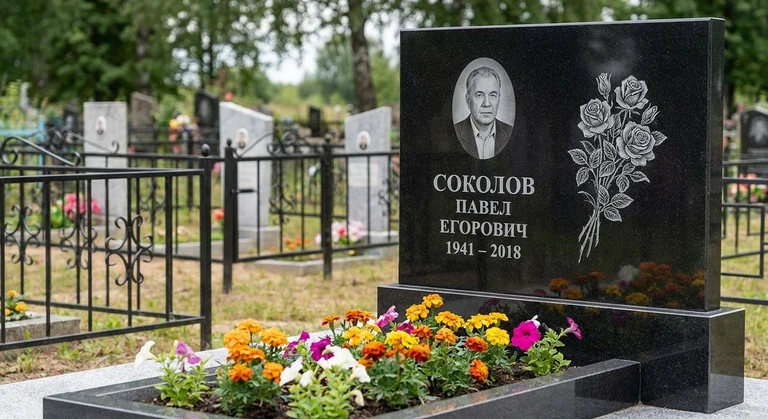 Гравировка роз на памятник в Туле — пример работы на граните