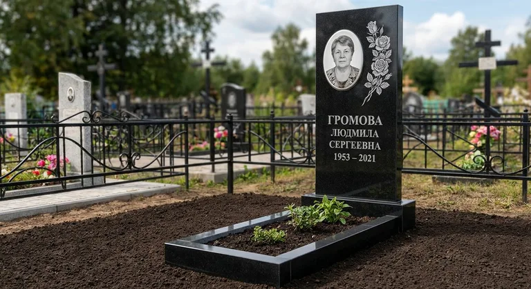 Памятник с гравировкой роз — выполненная работа «Громова» в Туле
