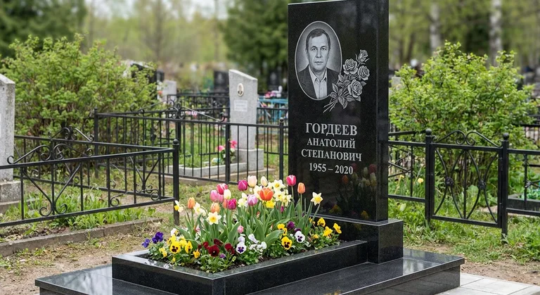 Памятник с гравировкой роз — выполненная работа «Гордеев» в Туле