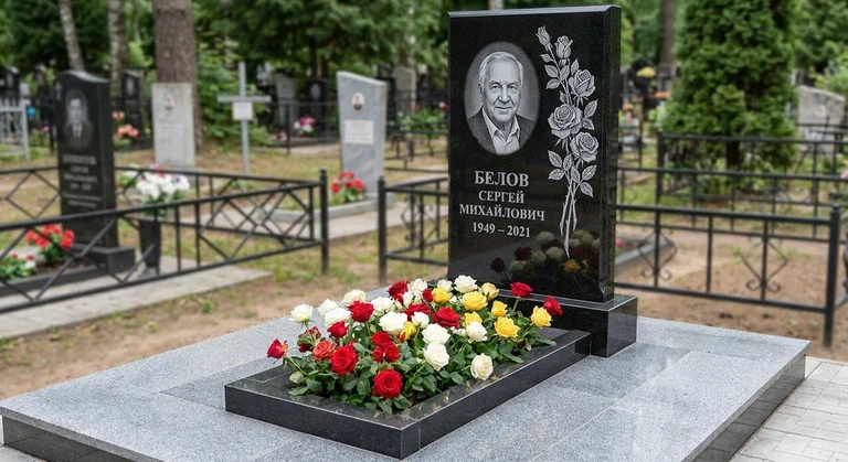Гравировка цветов на памятник в Туле — розы на граните