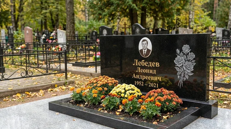 Памятник с гравировкой роз — выполненная работа «Лебедев» в Туле