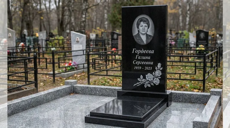 Памятник с гравировкой роз — выполненная работа «Гордеева» в Туле