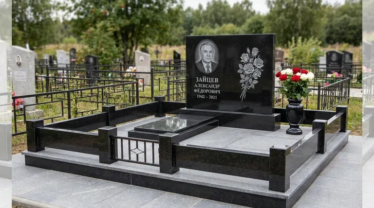 Памятник с гравировкой роз — выполненная работа «Зайцев» в Туле
