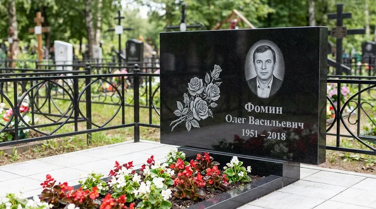 Памятник с гравировкой роз — выполненная работа «Фомин» в Туле