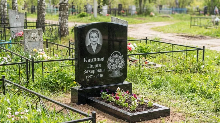 Памятник с гравировкой роз — выполненная работа «Карпова» в Туле
