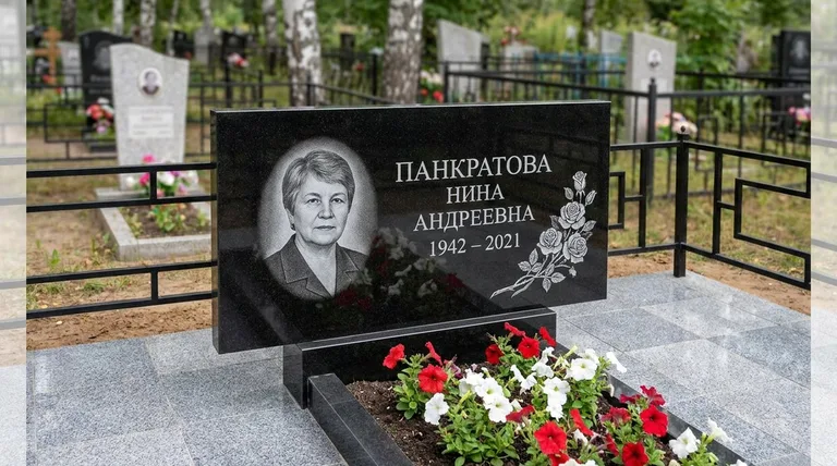Памятник с гравировкой роз — выполненная работа «Панкратова» в Туле
