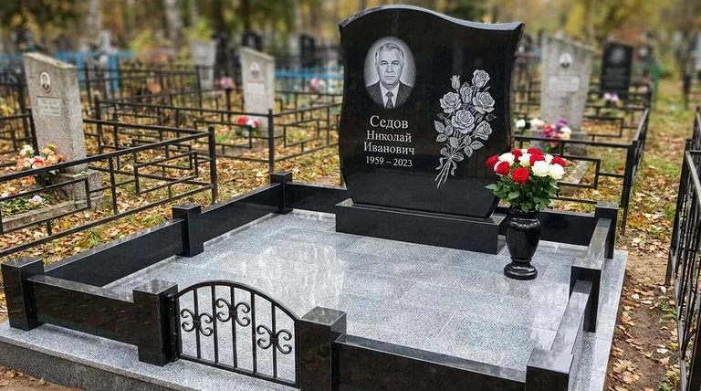 Памятник с гравировкой роз — выполненная работа «Седов» в Туле