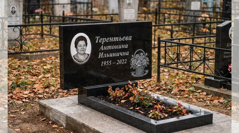 Памятник с гравировкой роз — выполненная работа «Терентьева» в Туле