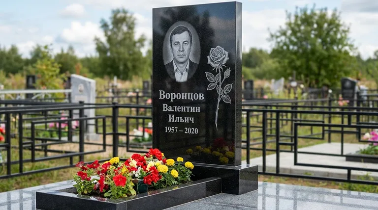 Памятник с гравировкой роз — выполненная работа «Воронцов» в Туле