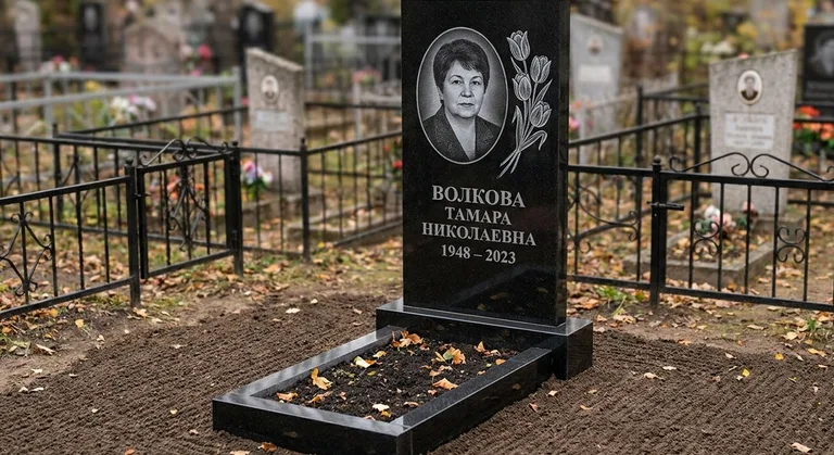Памятник с гравировкой тюльпанов — выполненная работа «Волкова» в Туле