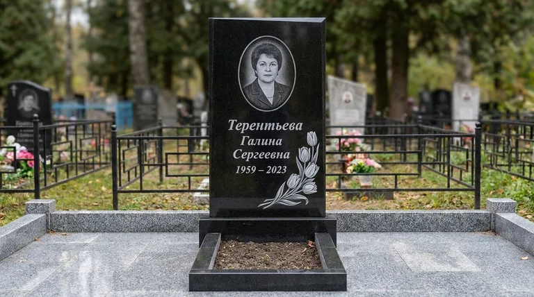 Памятник с гравировкой тюльпанов — выполненная работа «Терентьева» в Туле