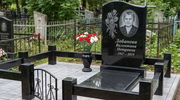 Памятник с гравировкой тюльпанов — выполненная работа «Лобанова» в Туле