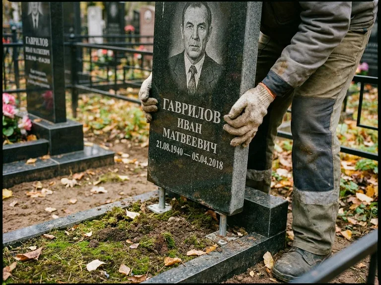 Демонтаж гранитного памятника (стелы) с могилы в Туле
