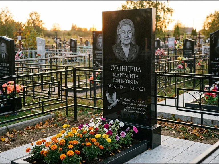 Памятник с гравировкой голубей — гравировка голубя с оливковой ветвью рядом с эпитафией, работа «Солнцева» в Туле