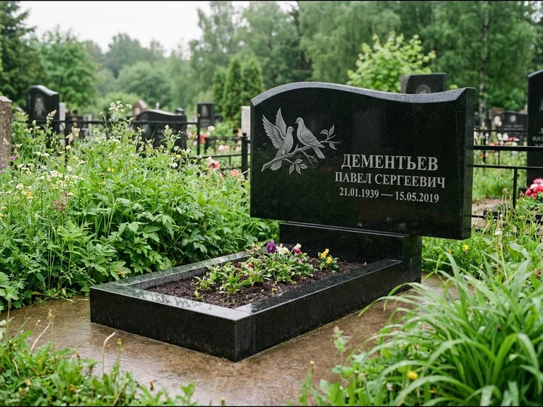 Памятник с гравировкой голубей — гравировка голубей, работа «Дементьев» в Туле