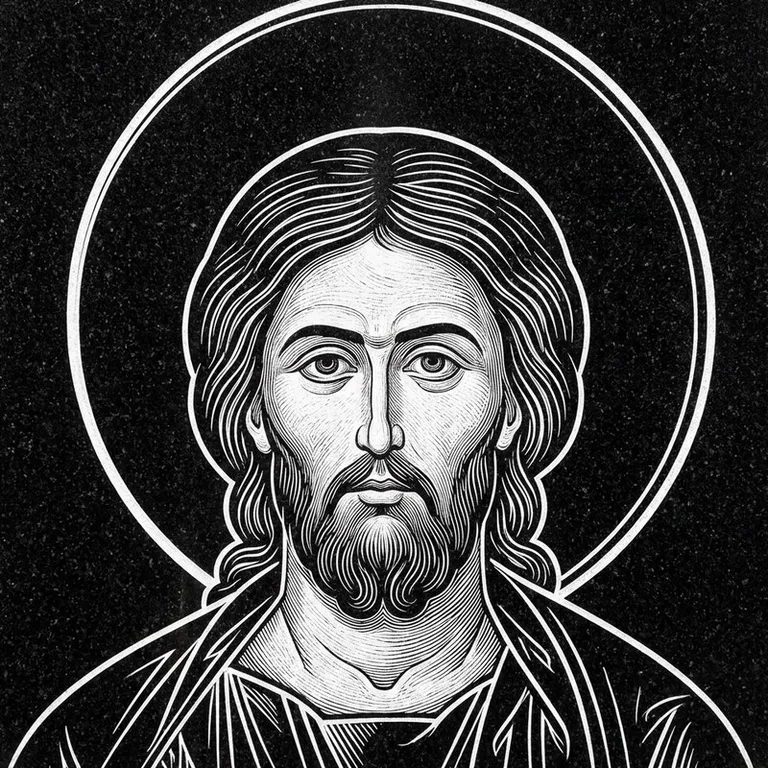 Эскиз иконы: Архангел Михаил — воинам и мужчинам, гравировка на памятник в Туле