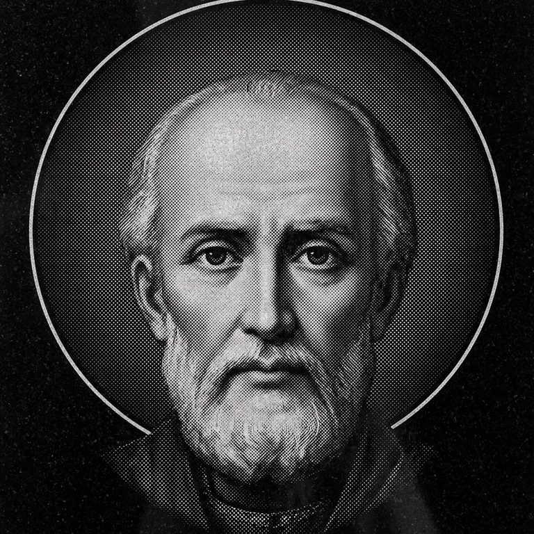 Эскиз иконы: Николай Чудотворец (полутон) — объёмный лик святителя, гравировка на памятник в Туле