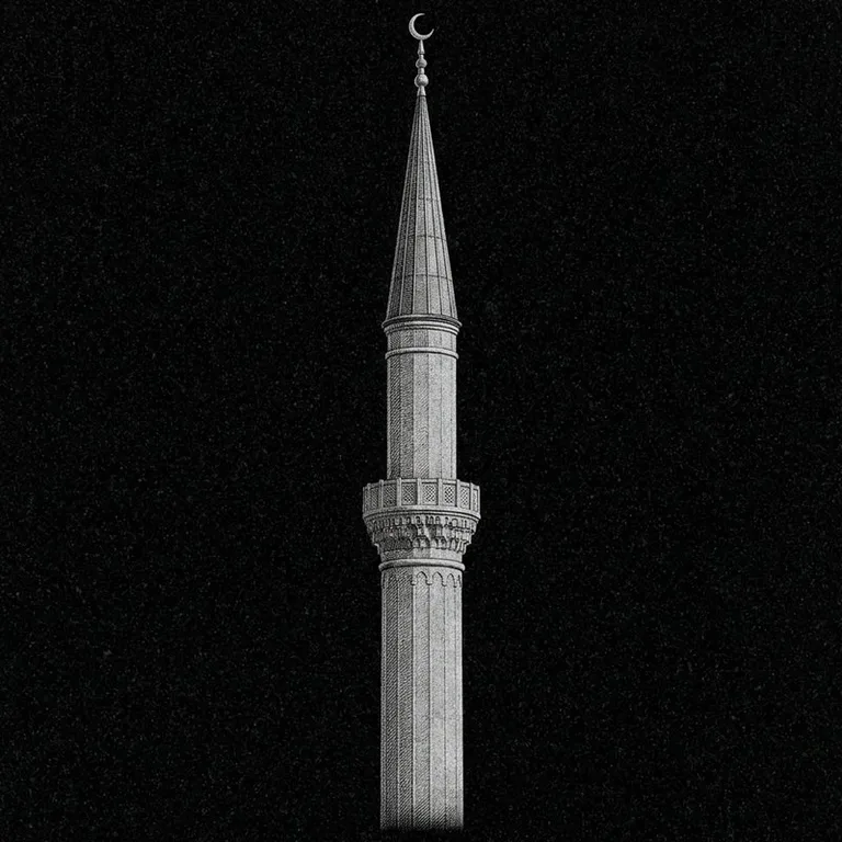 Эскиз: Минарет (фотореализм) — одиночный минарет с полумесяцем в Туле