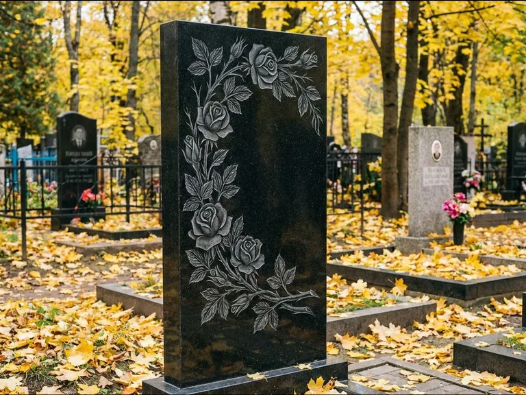 Цветы и орнамент — гравировка с выездом на кладбище в Туле