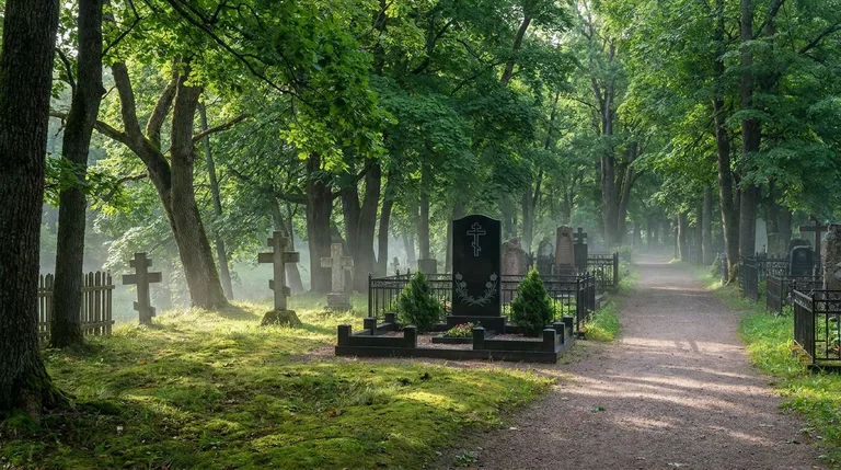 Аллея на Ленинском кладбище в Заволжском районе Ульяновска