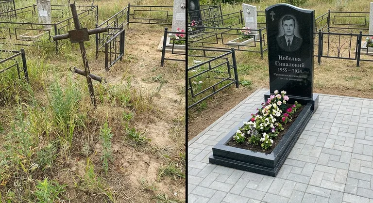 Памятник под ключ: запущенная могила до и ухоженный мемориал после в Туле