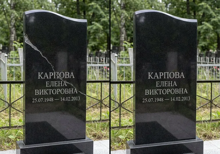 Заделка трещины на чёрном граните: до и после в Туле
