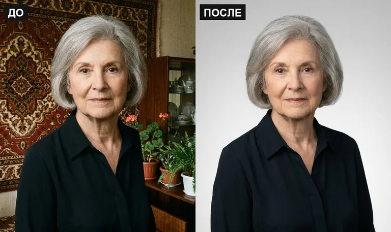 Ретушь фото на памятник — замена фона: до и после в Туле