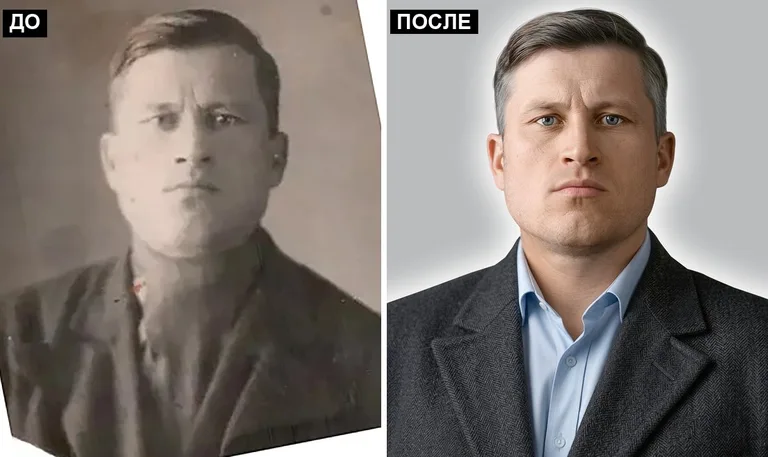 Ретушь фото на памятник — замена одежды: до и после в Туле
