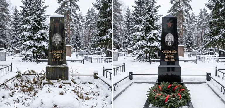 Уборка старого памятника до и после в Туле