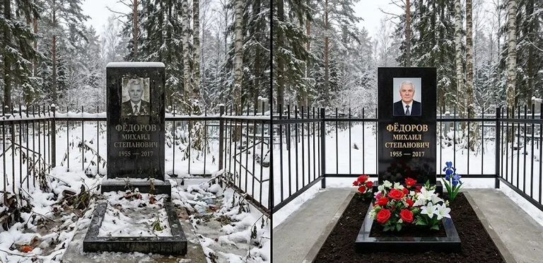 Диптих №20: тротуарная плитка вокруг памятника отмыта аппаратом высокого давления в Туле