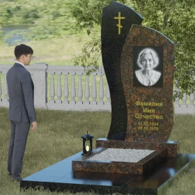 Комбинированный православный памятник с крестом - П028