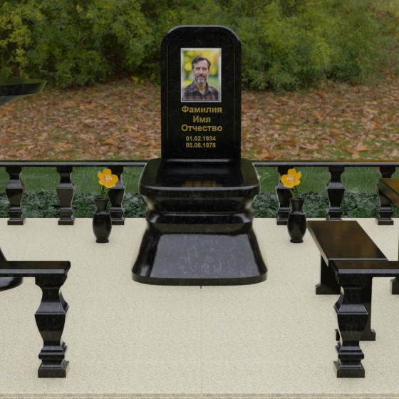 Гранитный мемориал со скругленной стелой, гранит Габбро-диабаз