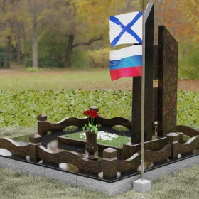 Вертикальный Комбинированный Памятник для одного - П186