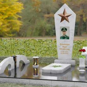 Вертикальный Гранитный Памятник для одного - П191