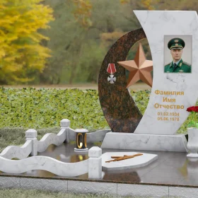 Вертикальный Комбинированный Памятник для одного - П192