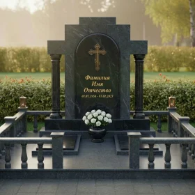 Элитный вертикальный православный гранитный памятник - ПН192