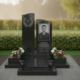 Мемориальный гранитный вертикальный памятник - ПН305