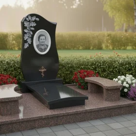 Элитный Гранитный памятник с крестом, вертикальный - ПН387