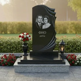 Гранитный памятник с крестом для мемориального комплекса - ПН442